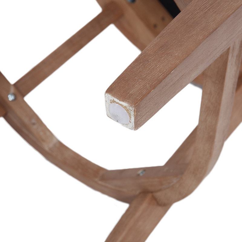 Chaise de comptoir revêtue de bois massif et comptoir en tonneau avec étriers, Siège beige / structure en bois naturel, 2