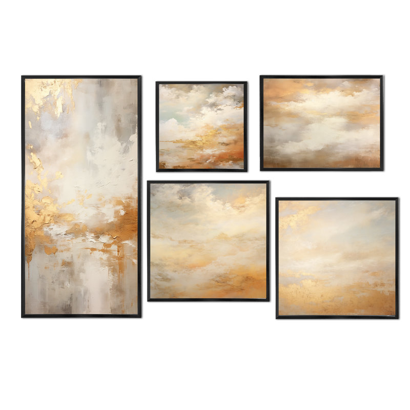 «Magic Sky Simplicity», ensemble d'art mural sur toile Sky, Cadre flottant doré
