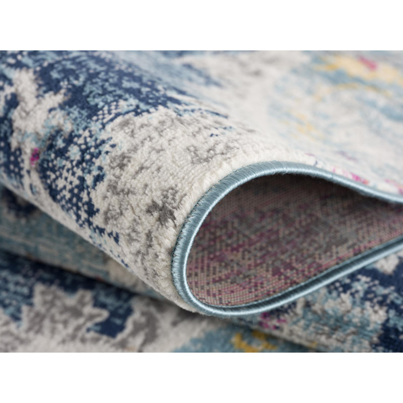 Kymiere Abstract Blue Area Rug, Runner 2'3" x 30'
