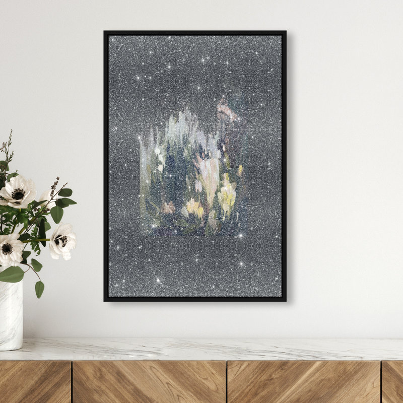 Midnight Flowers II Print by Oliver Gal, 17"H x 25"W, Black Floater Frame