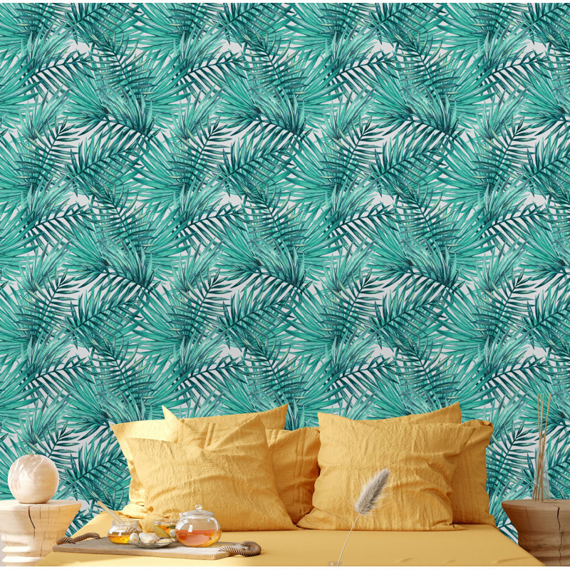 Rouleau de papier peint à motif de feuilles tropicales Barroso, L 16,67 po x l 25 po