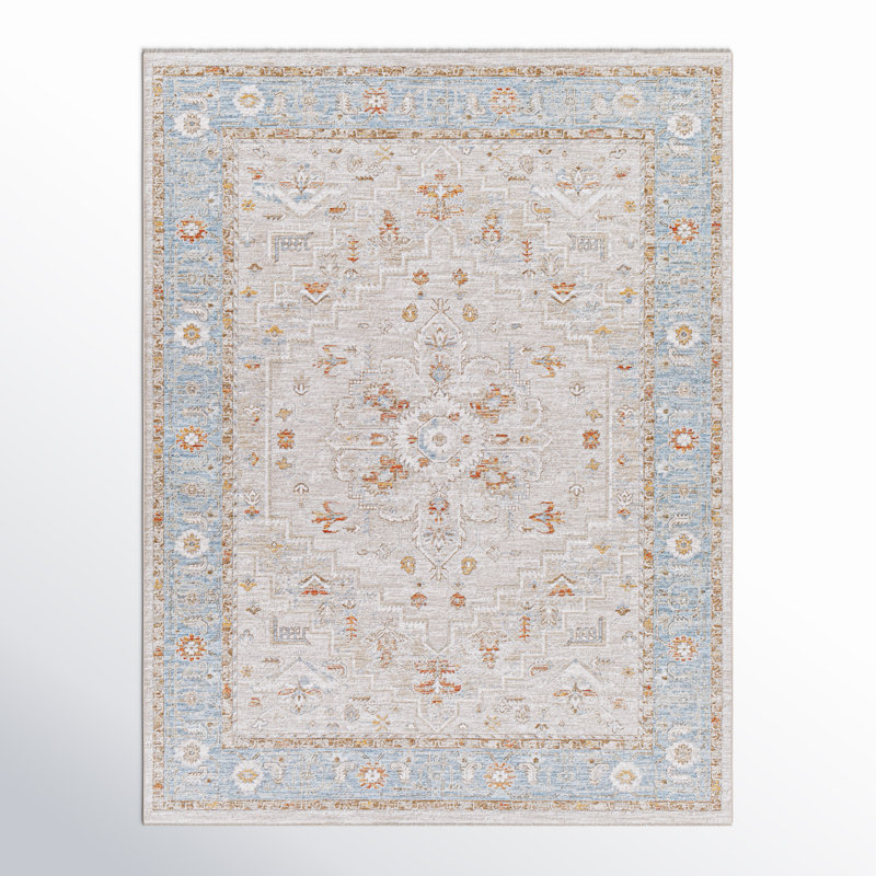 Tapis oriental beige / bleu / ivoire Finnlagh, Rectangle 7 pi 10 po x 10 pi 3 po