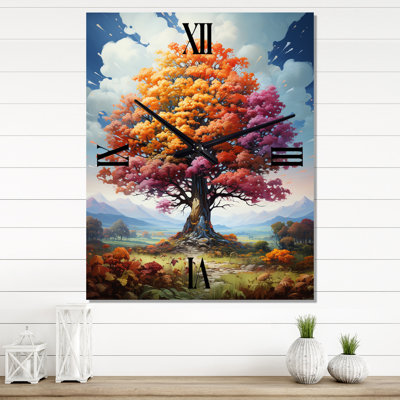 Glorious Autumn Tree In The Countryside - Landscape Trees Wall Clock