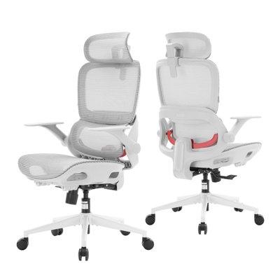  Fauteuil de bureau B100, chaise ergonomique avec dossier zoné, chaise de bureau avec appui-tête large avec siège à soulagement de la pression respirant, fauteuil de direction à haut dossier pour le bureau à domicile et les jeux vidéo