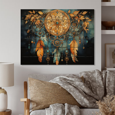 «Native Art Dreamcatchers Embrace I» sur bois