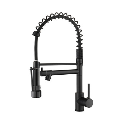 Robinet d'évier de cuisine noir mat avec robinet rétractable, levier unique, sans fuites, sortie d'eau multifonctionnelle, poignées d'installation bricolage, matériau, surface, débit d'eau personnalisable, processus facile