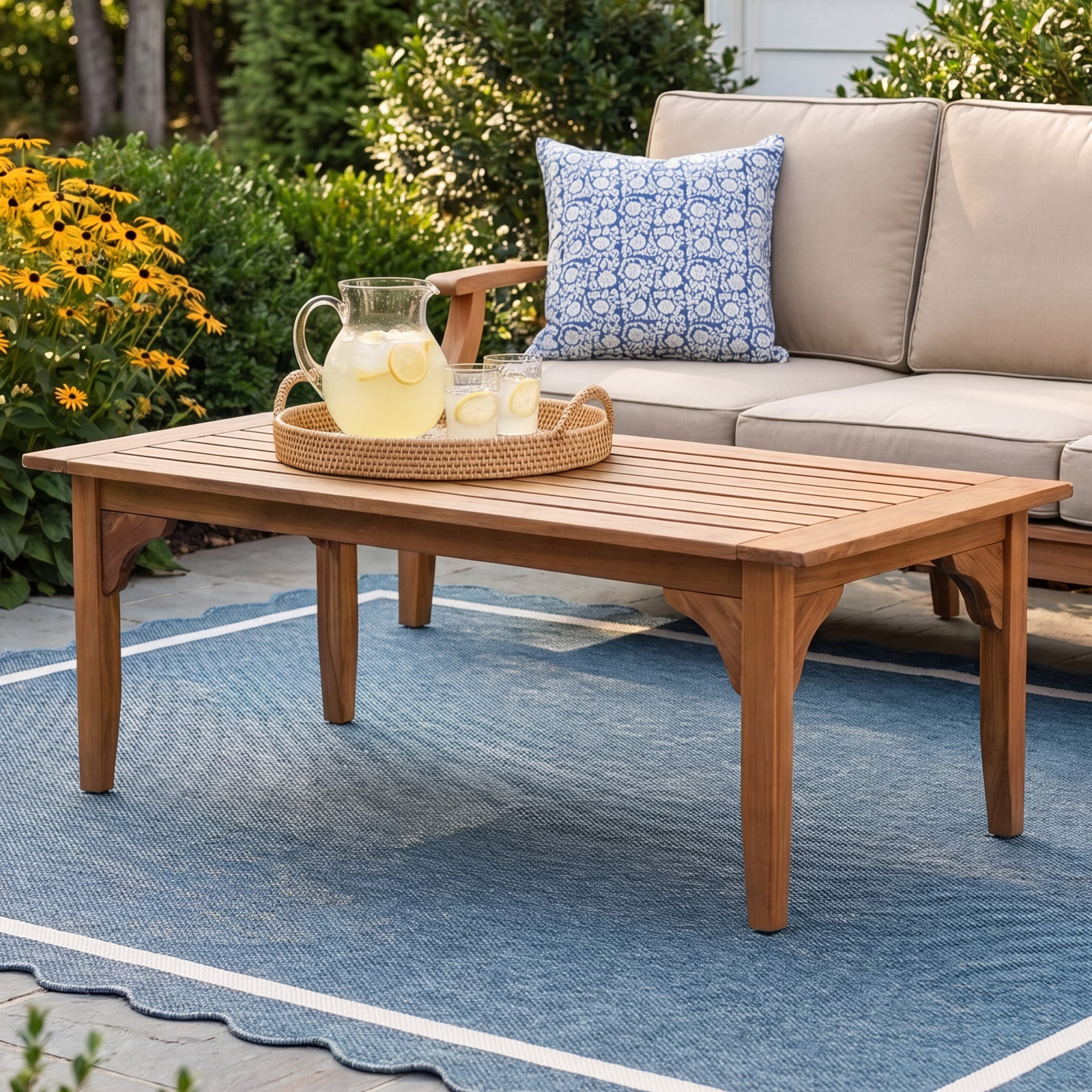Summerton 48'' Teak Outdoor Coffee Table, Natural