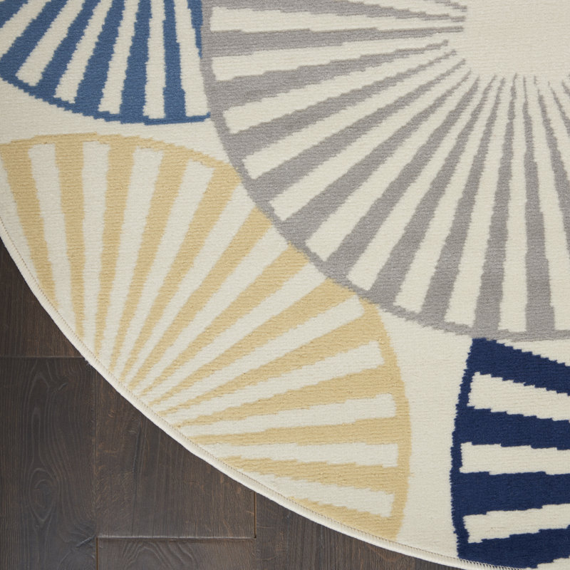 Yoji Geometric Indoor Rug, Round 8'