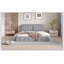 Grand lit plateforme tapissier avec tissu épais, polyester, gris