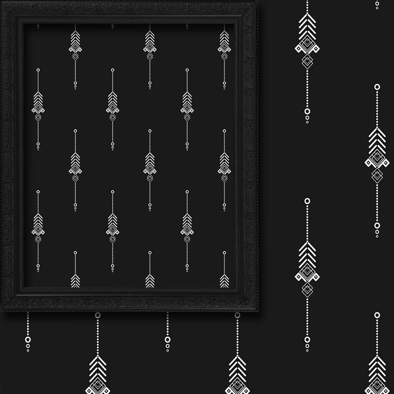 Boho Design Kitchen Valance, 2 Tiers Curtain, African Mud, Window Valance Treatments, Cafe Curtains, 24" W x 40" L, Black