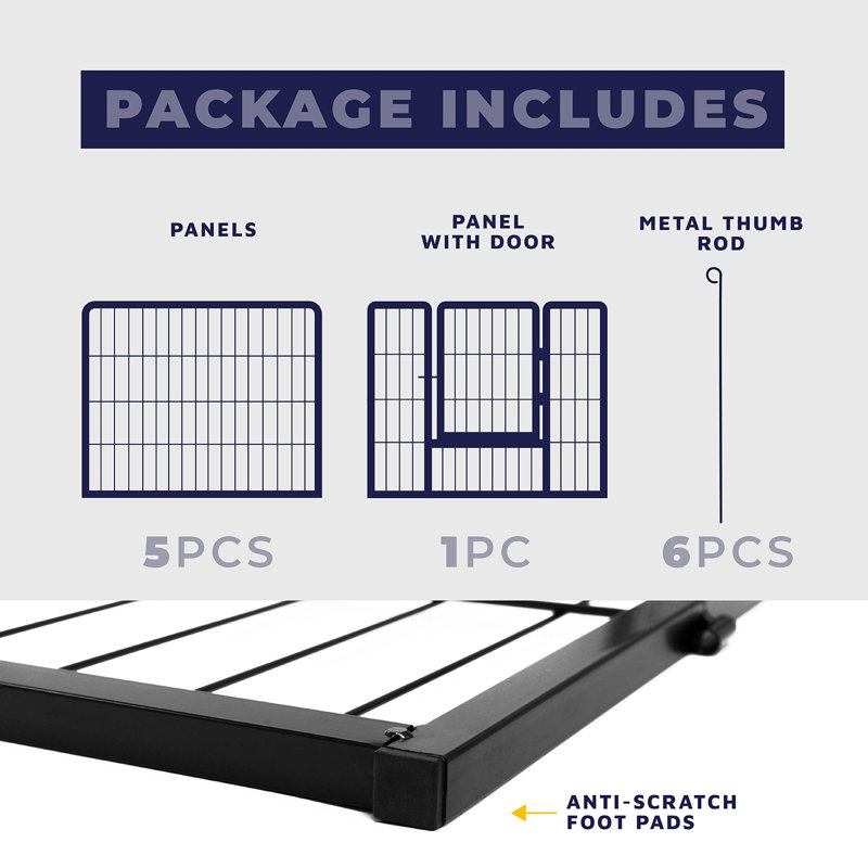 6 Panel Dog Heavy Duty Playpen with Door