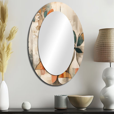 Green and Beige Channeling Bohemian Vibes - Miroir mural ovale vert bohémien