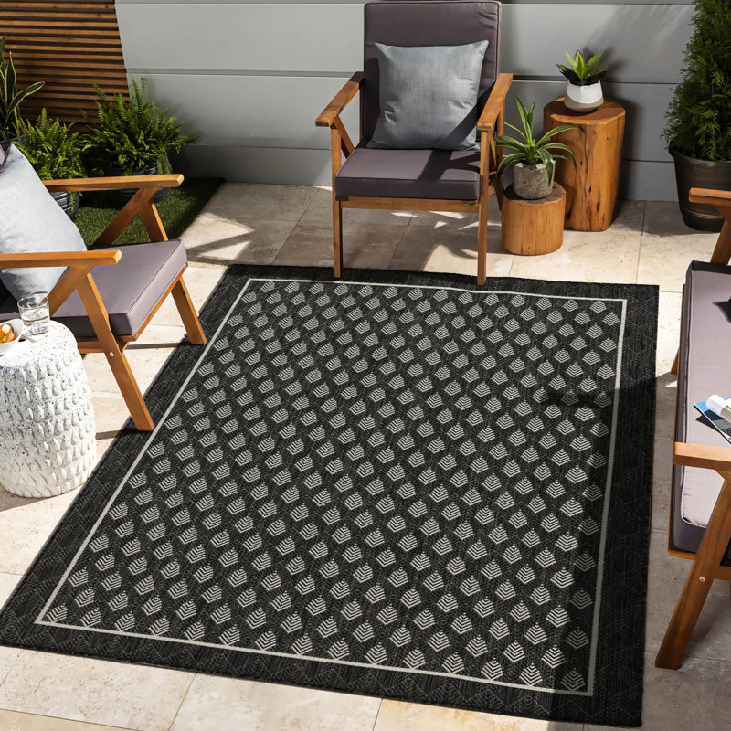 Sunshine Gchar2008 Anthracite Rug, 2.7' X 7.3', Polypropylene, Weather-, Stain , For Indoor And Outdoor Use 2 Ft. 7 In. 3 Area Living Areas