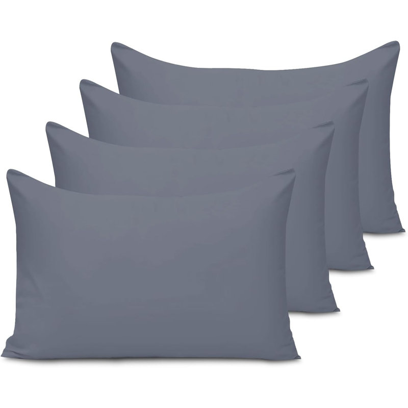 Pillow Cases Super Soft Brushed Microfibre Pillow Covers Breathable Hypoallergenic Non Iron Envelope Closure, Grey