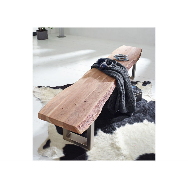 Freeform Upholstered Bench, 45cm H x 160cm W x 69cm D, Natural Stone