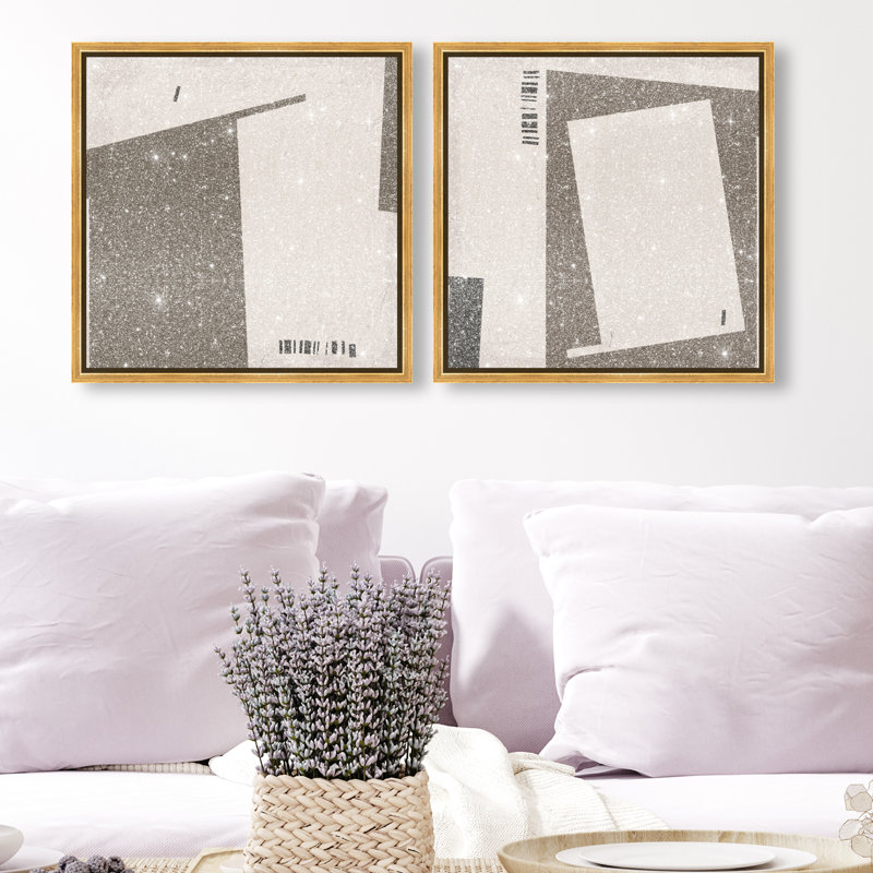 Structural Set Set by Oliver Gal, 17"H x 17"W, Gold Floater Frame