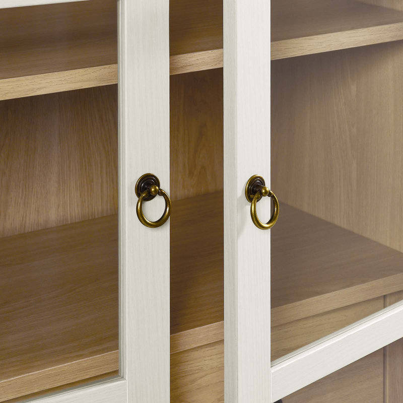Nolan Tall White Oak Arched China Cabinet with Glass Doors