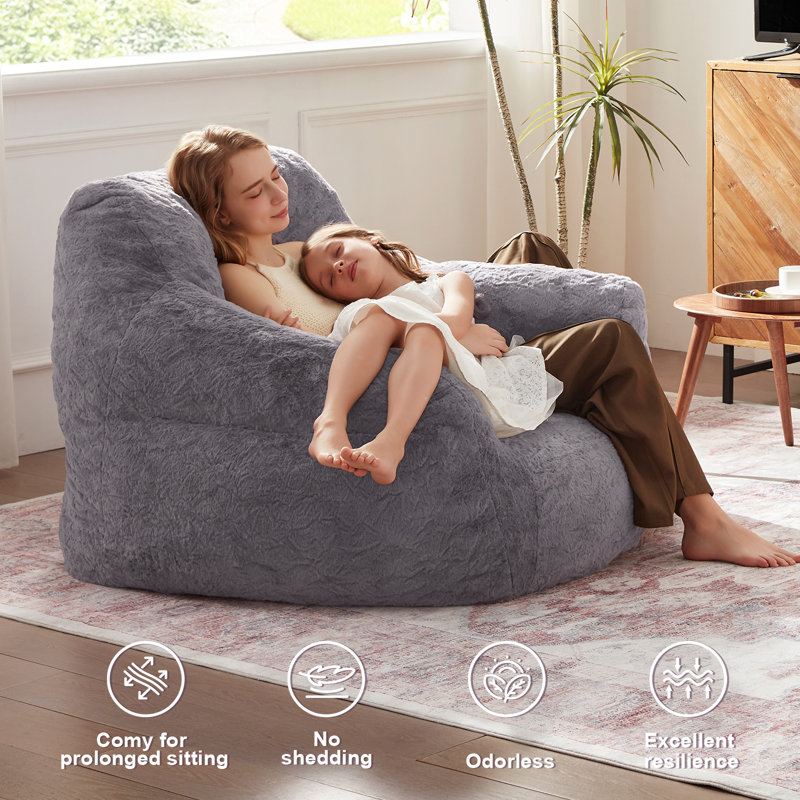 Oversize Compression Bean Bag Chairs For Adults With Pillow and pocket ,Dark Gray, Dark Gray