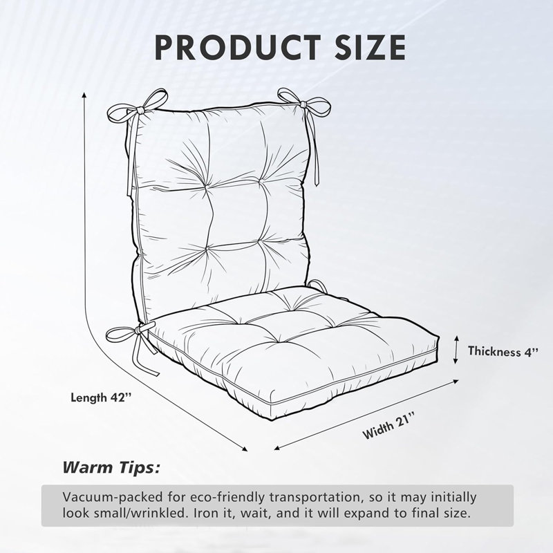Outdoor Seat Back Cushion, 4'' Thick Deep Seating Replacement Cushion, Navy