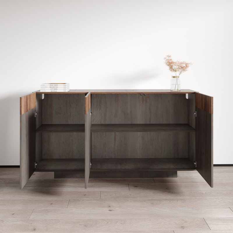 Albinca 62.9" Sideboard with Matte Finish, Metal/Walnut