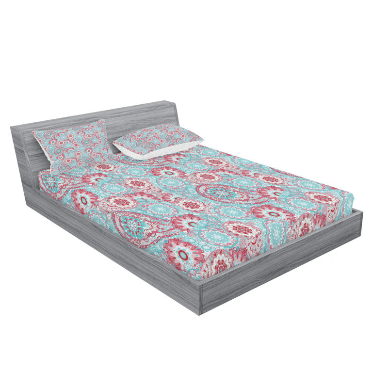 Microfiber Paisley Sheet Set, Full/Double Sheet Set with Fitted Sheet, Paisley