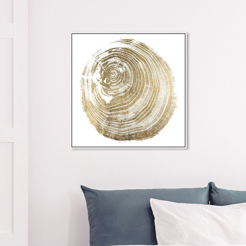 Legno Dorato due - peinture, H 20 po x l 20 po, Cadre blanc