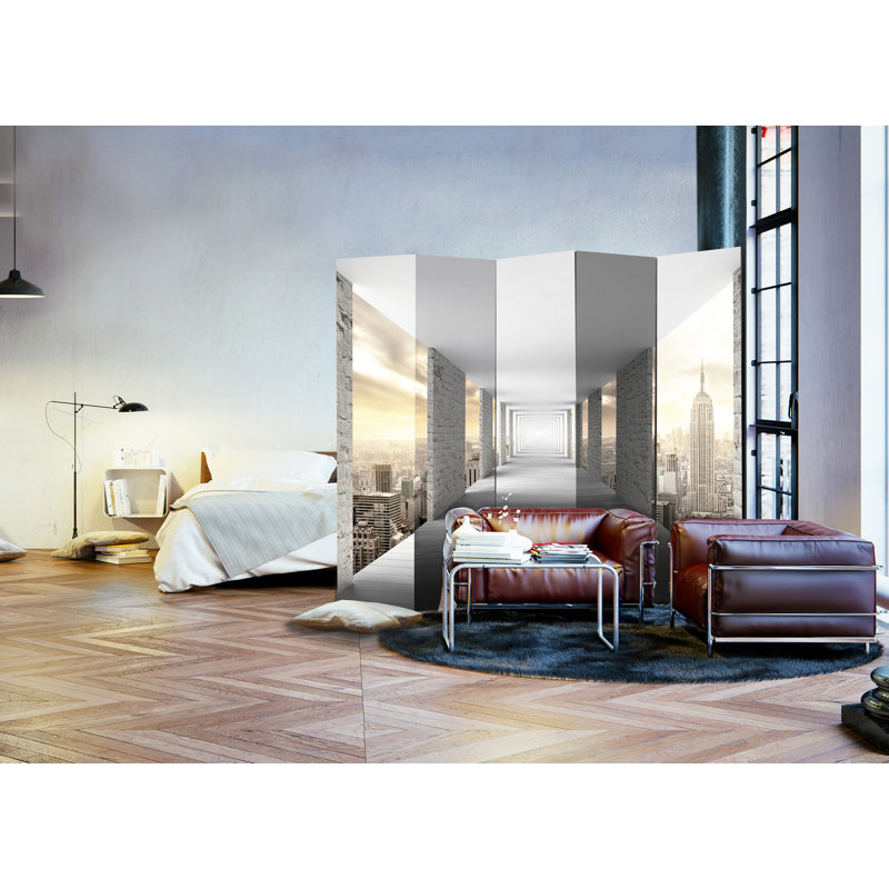 225cm W x 172cm H 5 - Panel Wood Folding Room Divider