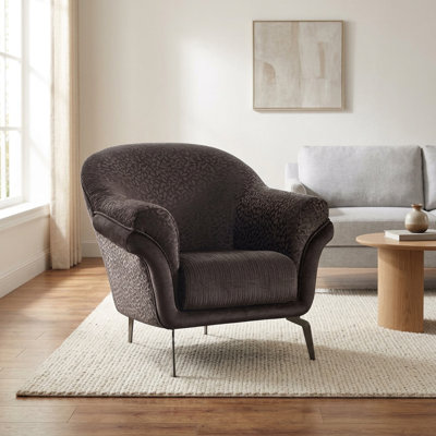 Bergen Modern Glam Accent Chair With Curved Back & Metallic Legs