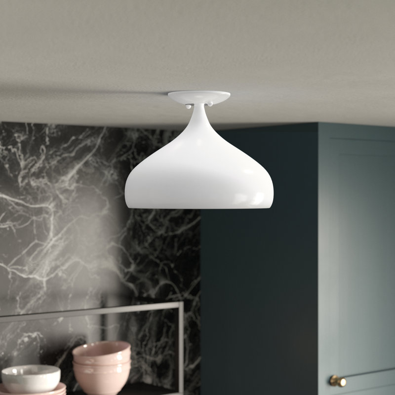 Plafonnier semi-encastré 1 lumière 11,75 po Fiddletown, Blanc brillant