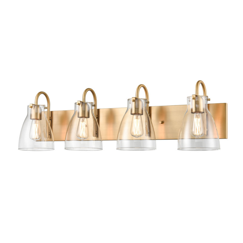 Coiffeuse 4 lumières Emma, Laiton avec verre transparent
