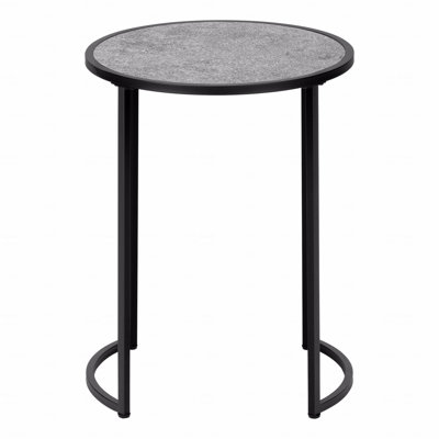 Accent Table, Side, Round, End, Nightstand (Bedside Side Table), Lamp Grey Laminate,Contemporary, Modern