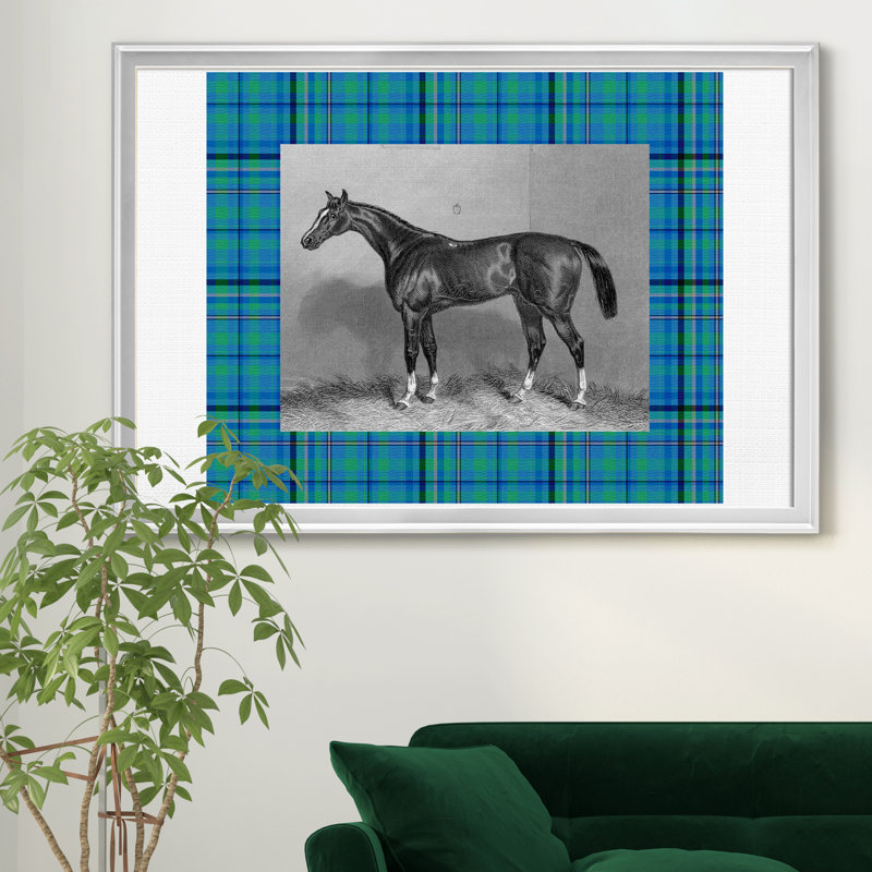 Équitation à carreaux IV - reproduction d'art sur toile encadrée, Argent, H 26,5 po x l 36,5 po x P 1,5 po