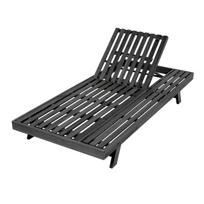 2/3 Foldable Acacia Wood Lounge Chair With Adjustable Backrest & Flat Storage Surface