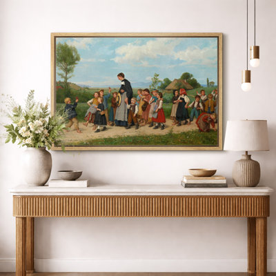 Village d'enfants, art de procession, images de salon, impression sur toile encadrée, impression sur toile.