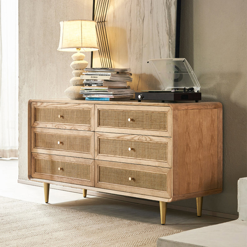 Commode d'appoint moderne en rotin simple de grande capacité