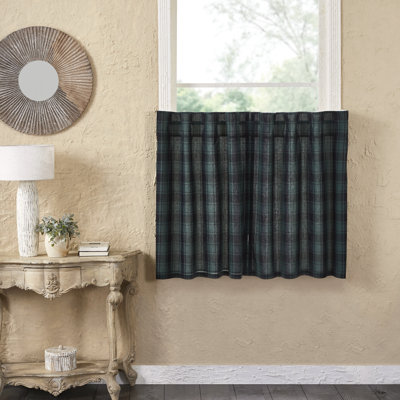 Dajaun Cotton Plaid Tailored Cafe Curtain