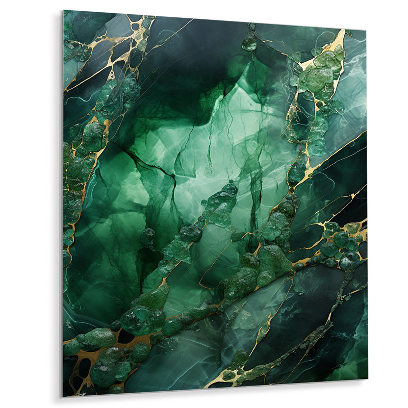 «Green Crystal Geode Fusion» sur métal, H 20 po x l 12 po x P 1 po