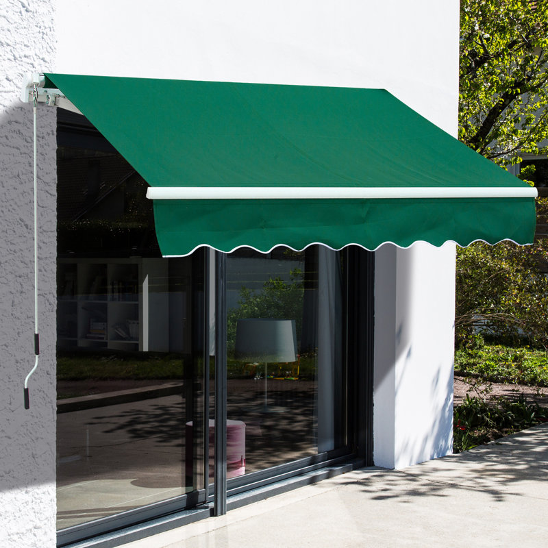 Auvent de patio rétractable, L 144 po x P 120 po, Vert, Couleur unie