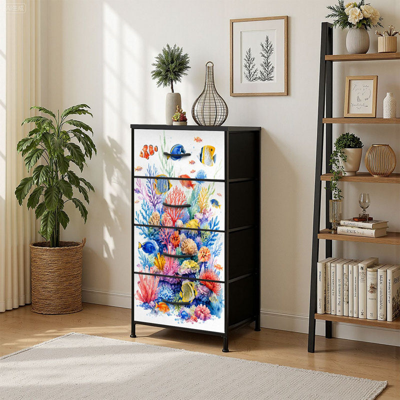 Commode de rangement verticale 4 tiroirs 4 tiroirs Coral