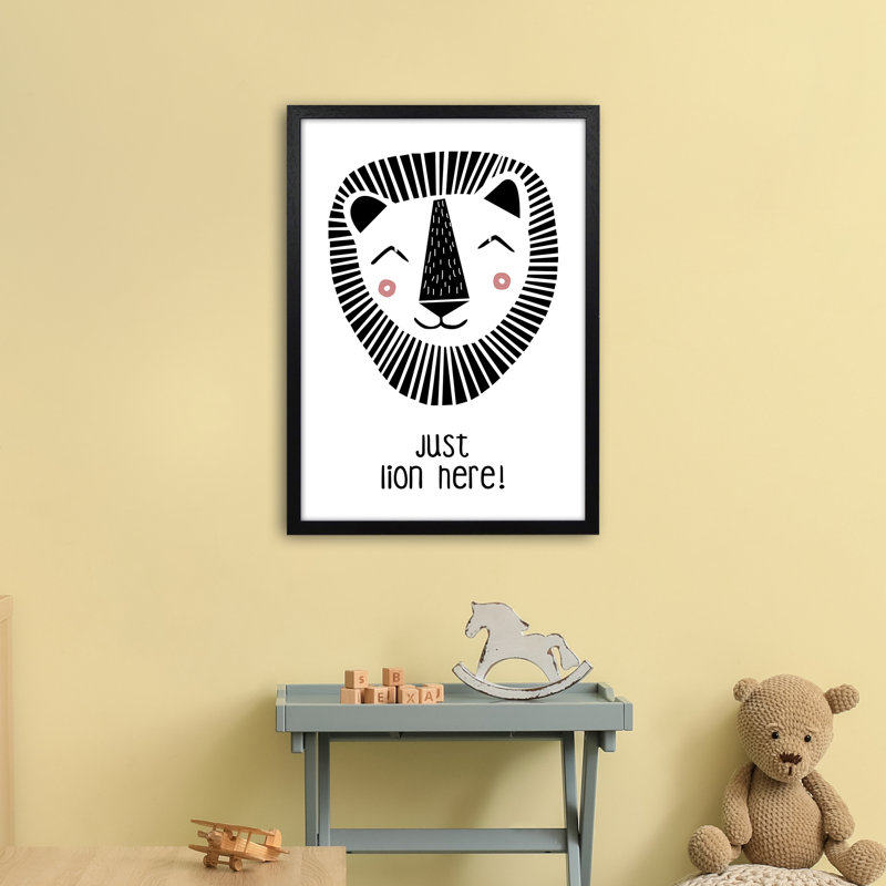 Lion by Miniofmine - Print, 63cm H x 46cm W x 3cm D, Brown Framed