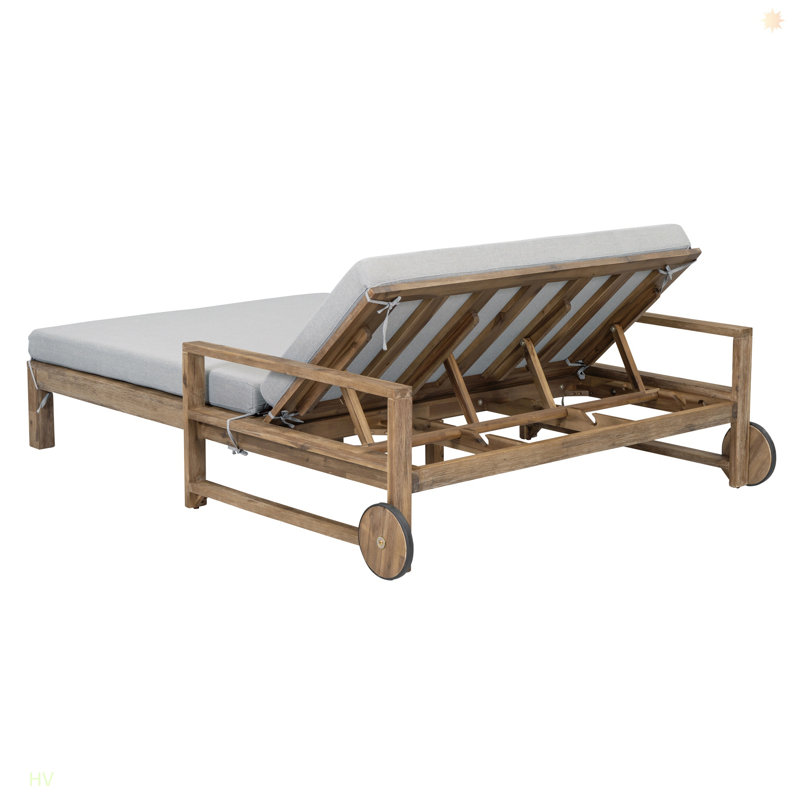 Farmhouse-Styled Wooden Outdoor Sunbed For Ultimate Relaxation Outdoor Daybed Seating 2 People For Poolside, Garden And Backyard