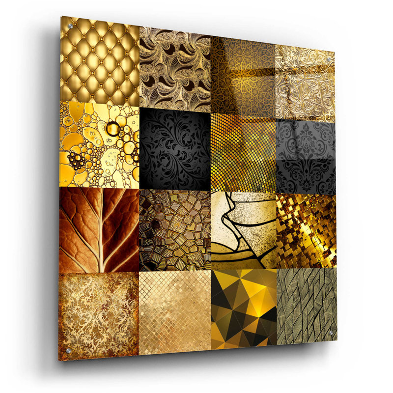 «Tiles Decor Gold» par GraphINC, acrylique G «Tiles Decor Gold» par GraphINC - sans cadre, H 36 po x l 36 po x P 0,2 po