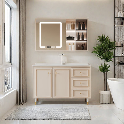 Minimalist cream-style bathroom cabinet
