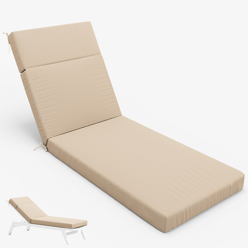 1-Piece Outdoor Chaise Lounge Chair Cushion, 80"X26"X4", Sand