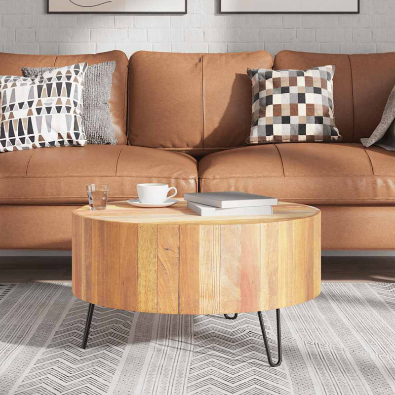 Table basse ronde avec pieds vidaXL, entièrement faite à la main