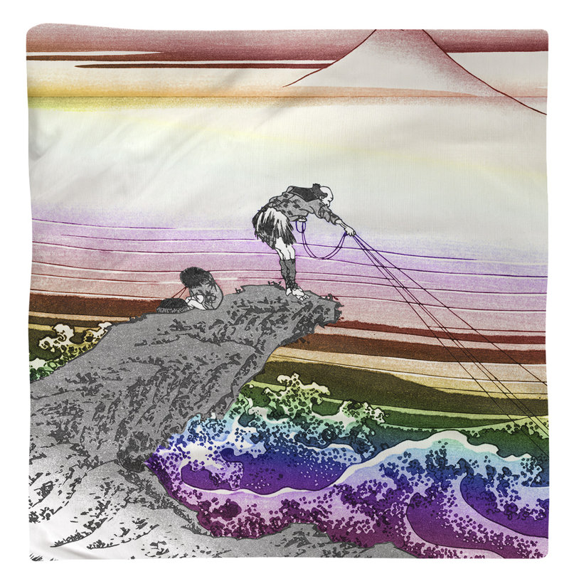 Katsushika Hokusai Cotton Square Napkin, Rainbow