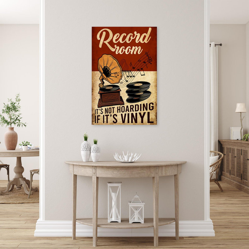 Disque vinyle, impression de toile tendue, H 14 po x l 11 po x P 1,25 po
