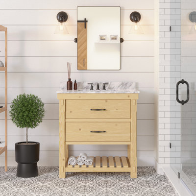 Gola 36'' Single Bathroom Vanity with Carrara Marble Top