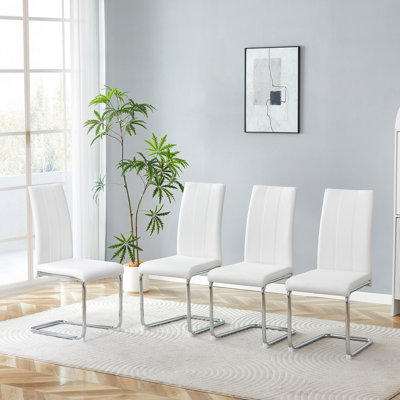 Modern PU Upholstered Dining Chairs, with Sturdy Powder-Coated Metal Tube Legs, Comfortable High-Back Seating