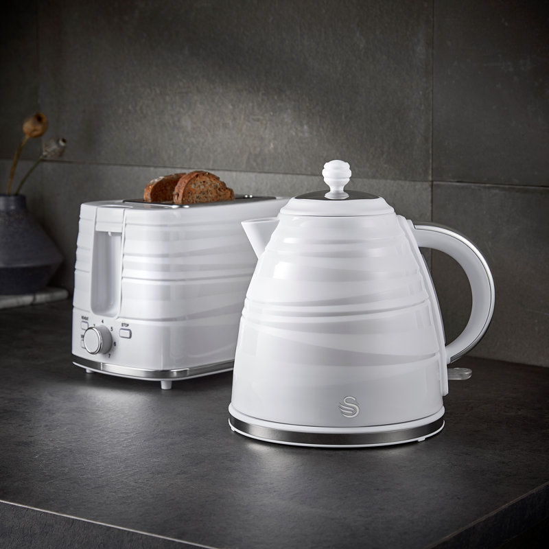 Swan Symphony 1.7L Plastic Electric Tea Kettle, White